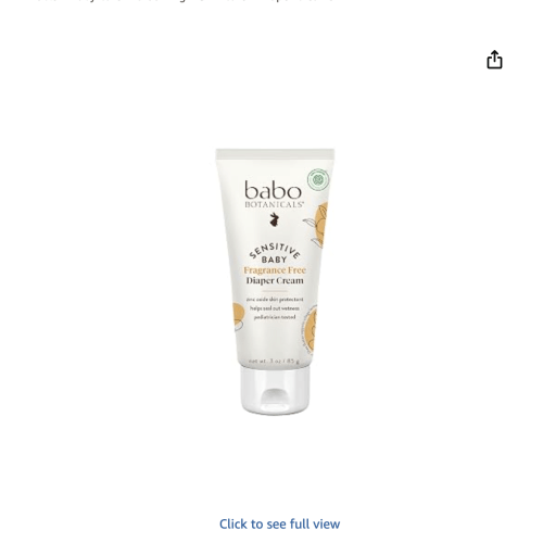 Babo Botanicals Sensitive Baby Zinc Diaper Cream With Colloidal Oatmeal, Shea and Cocoa Butter, Fragrance-Free - 3 Oz