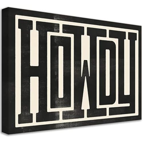 UUENPIH Framed Howdy Wall Art Modern Wall Decor Southern Home Decor Ranch Wall Decor Howdy Poster Modern Farmhouse Canvas Painting Home Decor for Bathroom Living Room 24x16 in Framed