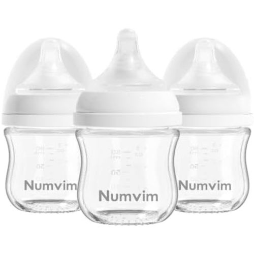 Natural Glass Baby Bottles Gentle & Extra Slow Flow, Newborn Breastfeeding Bottle with Anti Colic Nipple for 0 Months Babies, 3 Packs (White (3 Ounce), 1 Count (Pack of 3))
