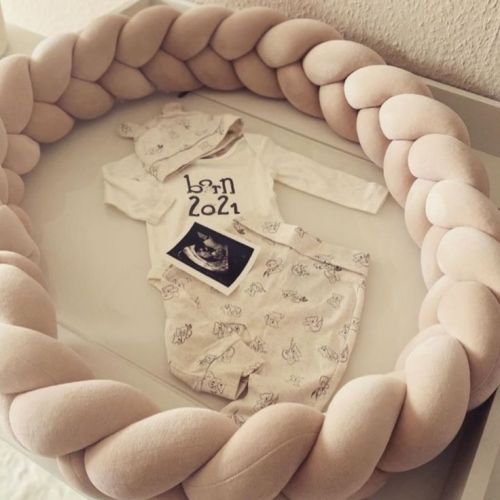 Cream Braided Crib Bumper 160inch