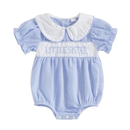 Toddler Girl Summer Dresses Big Sister Little Sister Matching Outfits Plaid Print Puff Sleeve Ruffled Cute Bow Dress