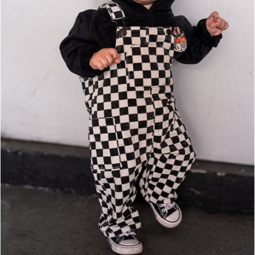 Classic Checkered Overalls - Black | Little Trouble