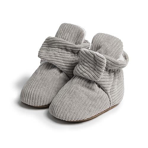 Sawimlgy Newborn Infant Baby Girl Boy Cotton Booties Stay On Sock Slippers Soft Bedroom Shoes Non-Skid Ankle Boots With Grippers Toddler Crib Warm Shoe First Walker Birthday Shower