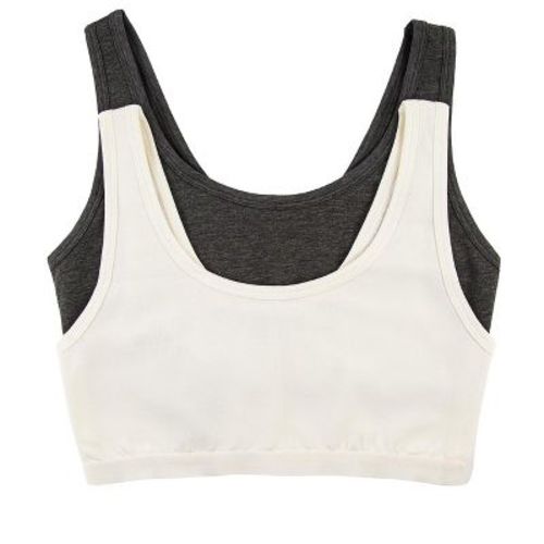 Felina Women's Organic Cotton Stretch Bralette 2-Pack (Cloud Slate, Large)