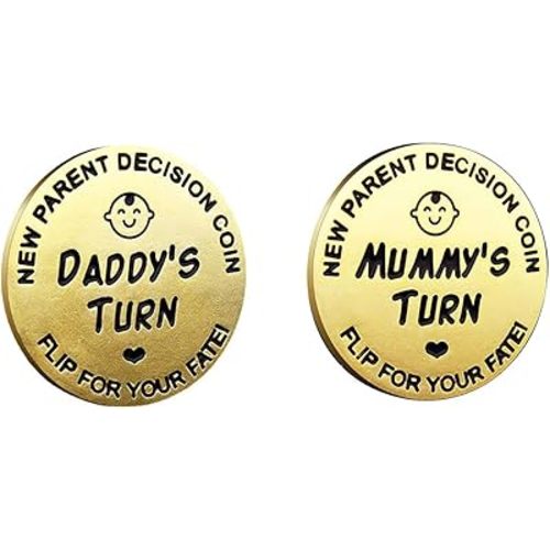 New Dad Mom Gifts Funny Decision Making Coin, New Baby Gift for Parent Mummy Daddy Pregnancy Women First Time to be Moms Dads Mother's Day Father's Day Gifts Double Sided