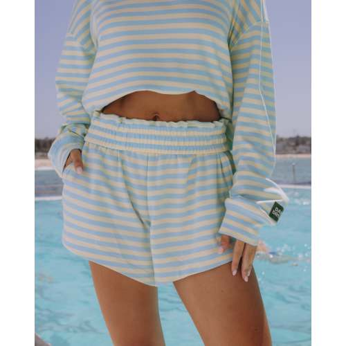 Striped Cotton Shorts - Lemonade + Malibu Stripe