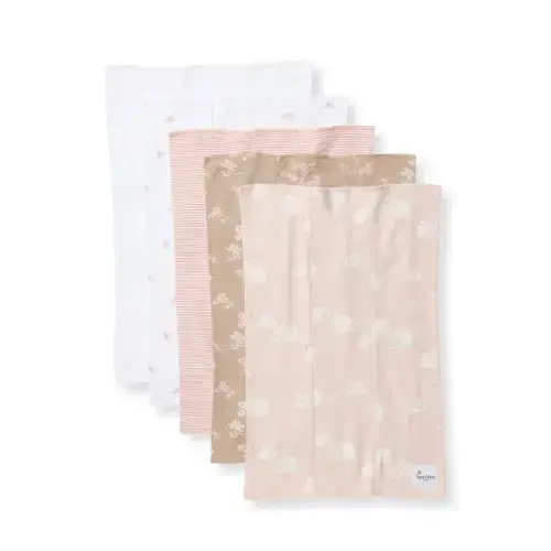 Whimsical Floral Organic Cotton Burp Cloths 5 Pack
