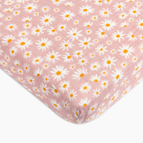 babyletto Mini Crib Sheet in GOTS Certified Organic Muslin Cotton - Daisy