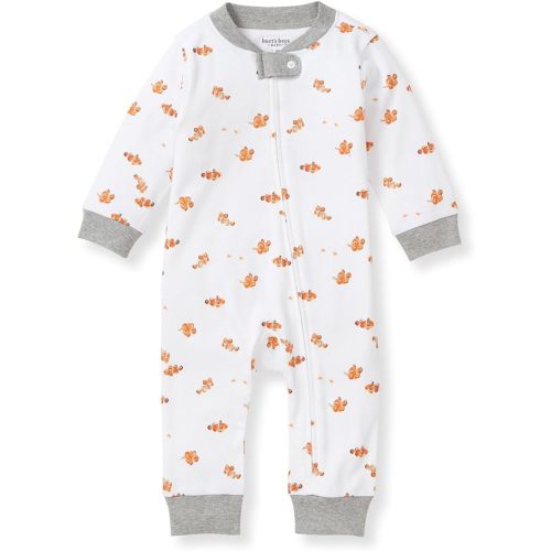 Burt's Bees Baby Boys Sleep and Play PJs, 100% Organic Cotton One-Piece Zip Front Romper Jumpsuit Pajamas