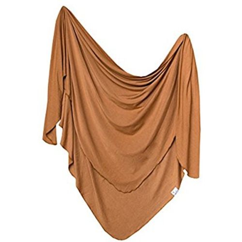 Large Premium Knit Baby Swaddle Receiving Blanket "Camel" by Copper Pearl