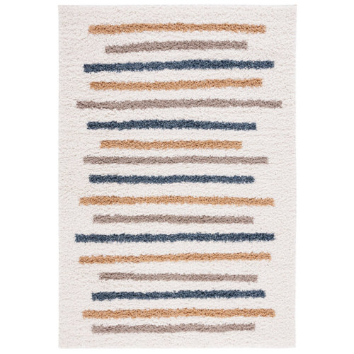 Ebern Designs Calico Shag Performance Striped Rug & Reviews | Wayfair