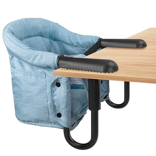 Hook On Chair with Removable Dining Tray,Portable Hook-On Chairs with Storage Bag,for Home and Travel(Sky Blue)