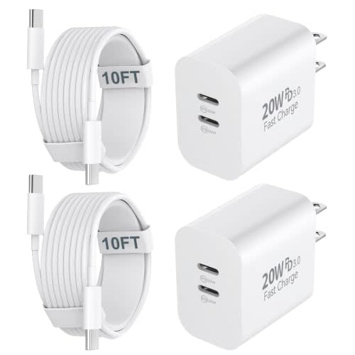 iPhone 17 16 15 Charger Fast Charging Cord 10FT Long USB C Charging Cable with 20W Type C Charger Block for iPhone 17 Pro Max/17 Pro/17/Air, 16 15 Pro Max/16 15 Pro/16 15,iPad Pro/Air, Android Phone