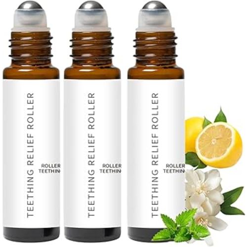3Pcs Velaria Teething Roller, Teething Roller All Natural for Babies, A Thousand Roses Teething Roller Oil, Teething Relief Roller