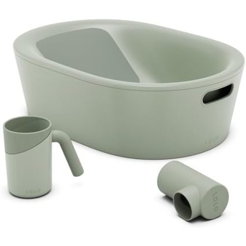 Lalo Bathtime Starter Kit, 3 Pieces, Baby Bathtub, Rinse Cup & Spout Cover