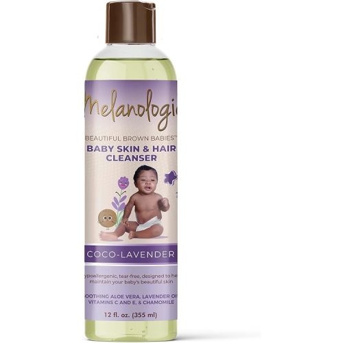 Melanologie Beautiful Brown Babies Nourishing Gentle Baby Skin and Hair Cleanser, Sulfate-, Paraben-, Phthalate- & Dye-Free, Hypoallergenic Wash for Sensitive Skin & Hair, 12 oz