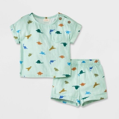 Baby Boys' Gauze Top & Shorts Set - Cat & Jack™ Green Newborn