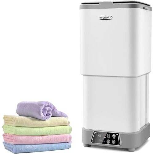 Warmio 30L Towel Warmer,Large Luxury Towel Warmers, Hot Towel Warmer with Dryer, Adjustable Heating Time Setting, Fragrance Disc,12h Delay Time,Towel Warmers for Bathroom,Spa Home (White-Grey)