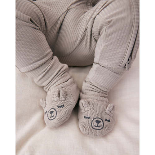 Dove Gray Bear Booties – Little Sleepies