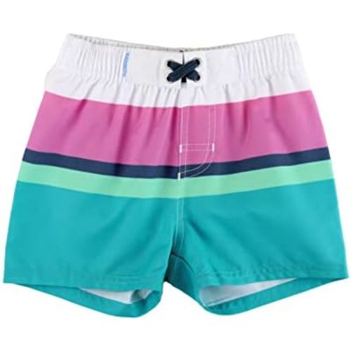 RUGGEDBUTTS Boys UPF50+ Sun Protection Striped Color Block Swim Trunks