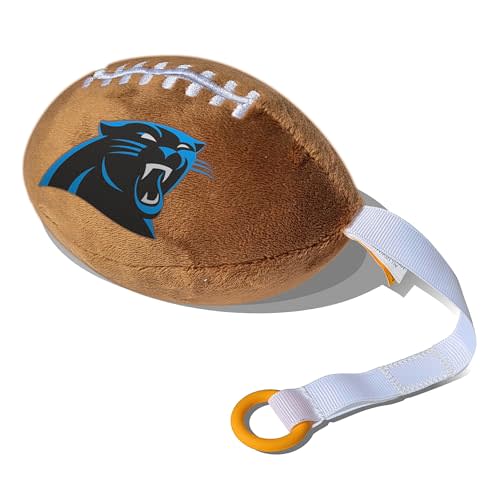 Carolina Panthers Plush Football Pacifier Holder by Smilo - Officially Licensed NFL Soother Holder - Soft Plush Toy and Dummy Holder - Fits Any Pacifier - Stroller Accessory & Newborn Essential