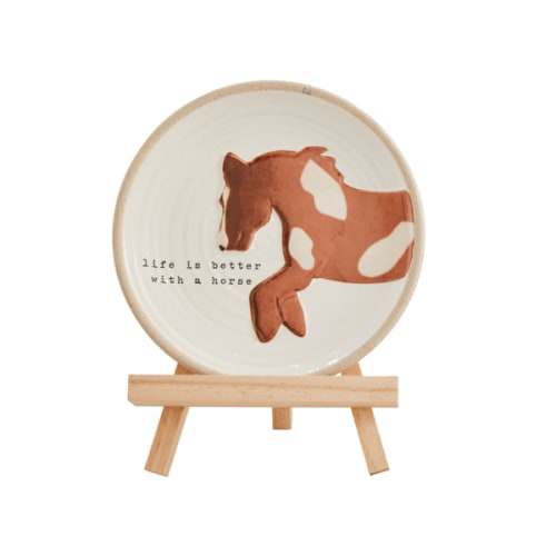 Horse Plate Stand Set with Hand-Painted Stoneware | Mud Pie