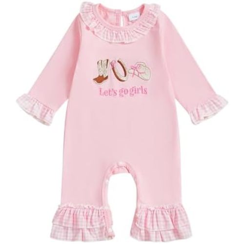 Newborn Thanksgiving Baby Girl Outfit Letter Print Long Sleeve Ruffled Romper Jumpsuit Fall Baby Turkey Outfit
