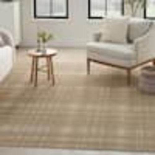Nourison Grafix Taupe 5 ft. x 7 ft. Plaid Contemporary Area Rug 935717