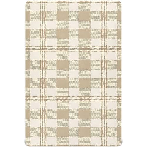 Kigai Beige Checkered Gingham Crib Sheets - Fitted Crib Sheets for Boys & Girls, Soft Baby Crib Mattress Sheets 52 x 28 Inches