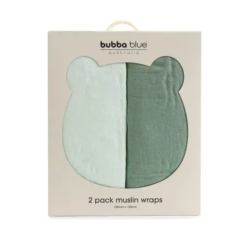 Bubba Blue Sundae Muslin Wrap 2 Pack Greentea | Baby Bunting AU