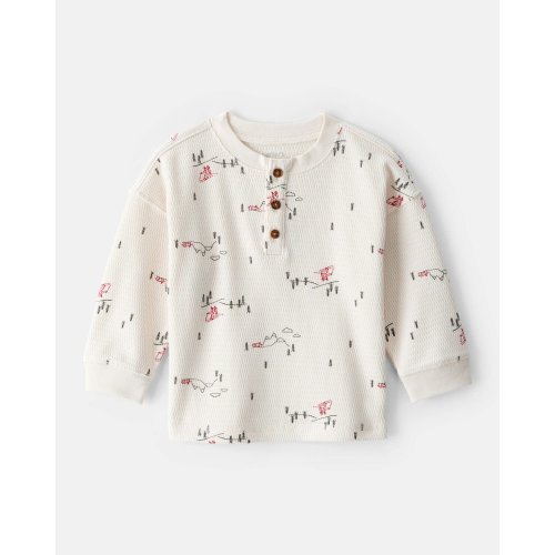 Baby Boy Skiing Henley T-Shirt - Cream - Carter's | Carter's