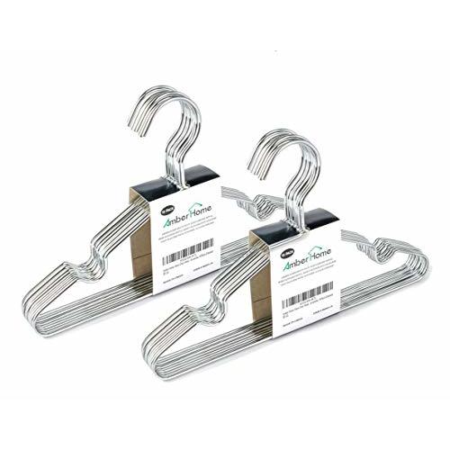 Amber Home 20 Pack 12" Chrome Kids Baby Hangers, Strong Metal Children Clothes Hangers for Closet, Space Saving Infant Hanger for Toddler Coats Pants (Chrome, 20)