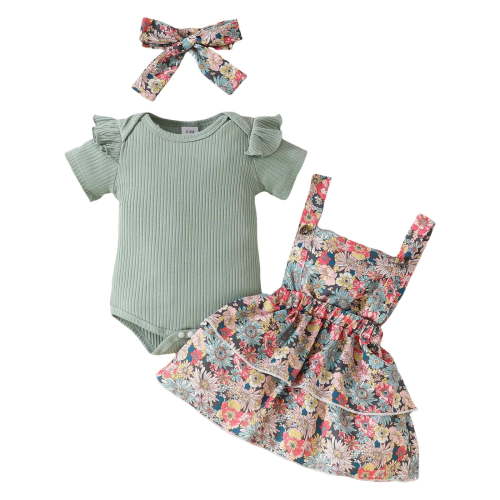 TOWED22 Baby Girls Short Sleeve Bodysuit Bloomer Shorts Ribbed Outfits(Blazer,3-6 M)