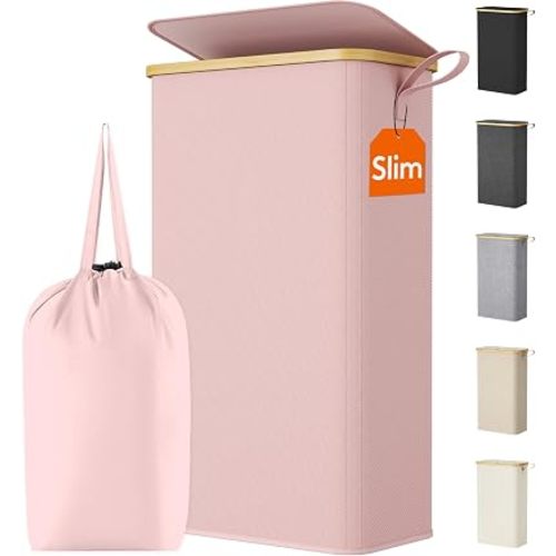 Lifewit 75L Slim Laundry Hamper with Lid and Removable Bag, Pink