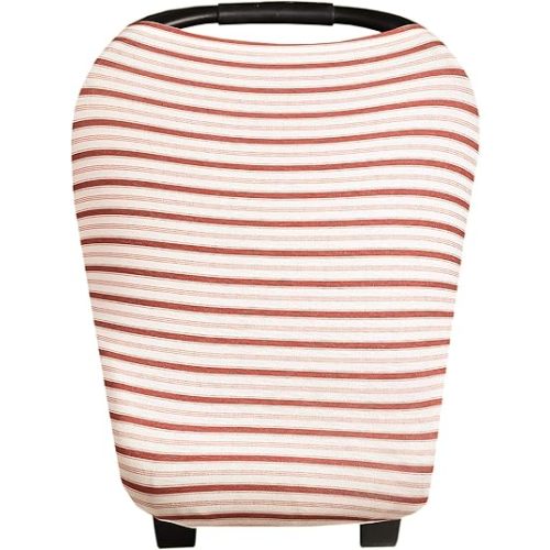 Baby Car Seat Cover Canopy and Nursing Cover Multi-Use Stretchy 5 in 1 Gift Cinnamon by Copper Pearl