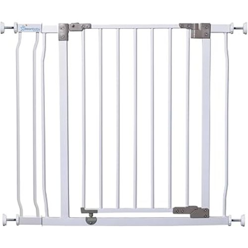 Dreambaby Liberty Walk Thru Baby Safety Gate Set - with 3.5inch Extension Panel - Fits 29.5-36.5inch Openings - Pressure Mounted Security Gates - White