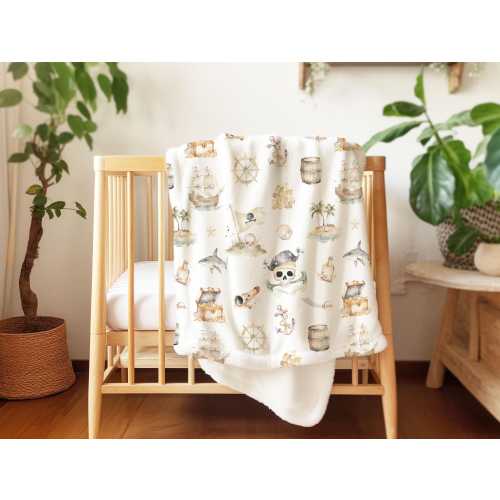 Pirate baby blanket, Pirate nursery bedding, Pirate ship blanket, Newborn baby gift, New mom gift, Treasure blanket - Pirate Adventures