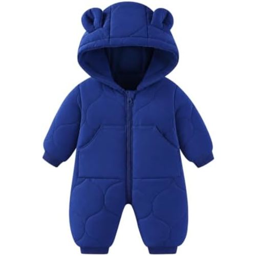 JiAmy Baby Snowsuit Winter Romper Hooded Boys Girls Jumpsuit Bear Thick Windproof Cap Infant Winter Clothes