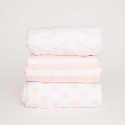 Pink Patterned Bassinet Fitted Sheet Set