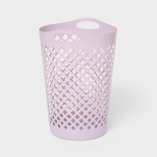 2.2bu Flexible Laundry Hamper Lavender - Brightroom™: Tall Plastic Clothes Hamper with Built-In Handles, Diamond Pattern