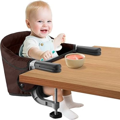 Toogel Hook On High Chair, Foldable Travel Clip Seat for 6-36 Months, Brown