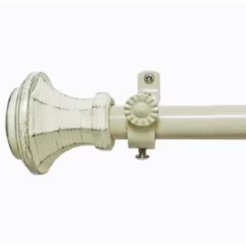 Achim Buono II Carson 28-in to 48-in Antique Cream Steel Single Curtain Rod RODCAR2848 at Lowes.com