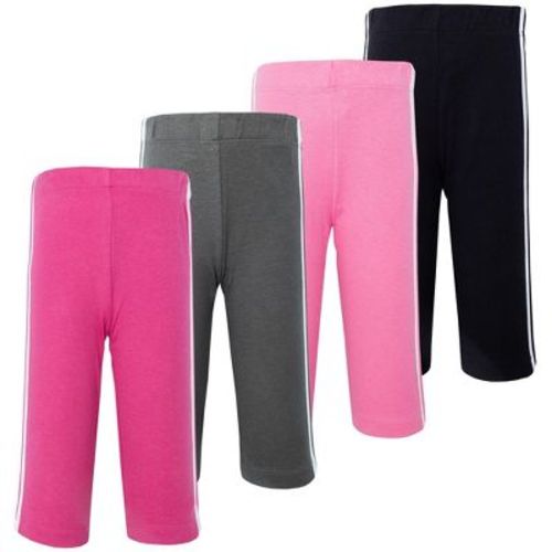Hudson Baby Basics Infant Girl Comfy Cotton Pants 4-Pack, Pink Noir, 0-3 Months