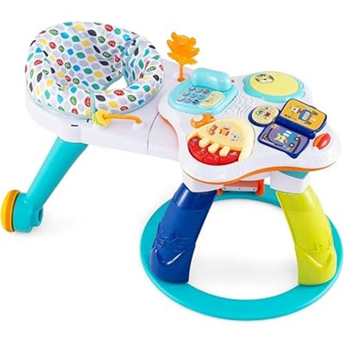 HONEY JOY Baby Activity Center, Discovery Activity Center and Table w/ 360° Walk-Around Seat, 3 Adjustable Heights, Music, Sounds & Developmental Toys, Activity Center for Babies 6-36 Months (White)