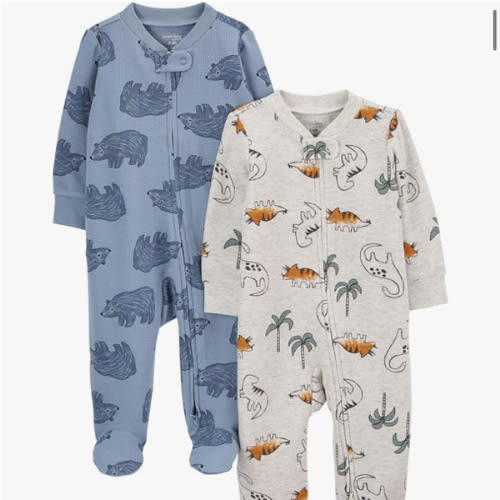 Simple Joys by Carter's Baby Boys' 2-Pack 2-Way Zip Cotton Footed Sleep and Play