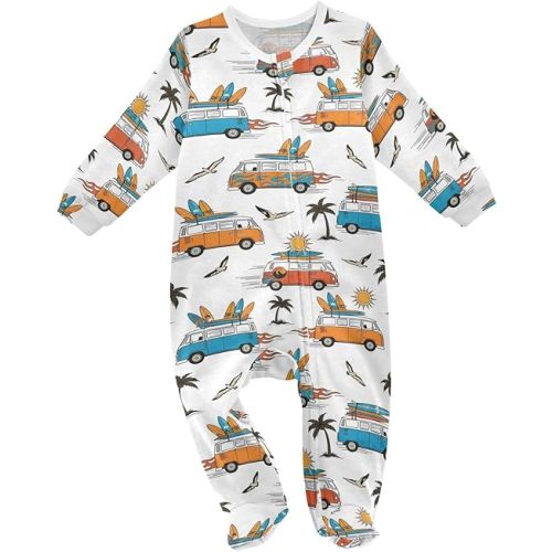 Baby One-Piece Footies Long Sleeve Rompers Zipper, Baby Bodysuit Cotton Clothes for Boys Girls 0-24 Month