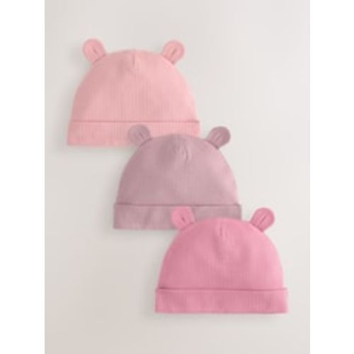 Buy Pink 3 Pack Baby Beanies (0-18mths) from Next USA