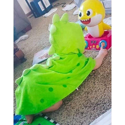 Maleroads Soft Cotton Baby Bath Towel Beach Towel Bathrobe for Kids 0-6 Years (Green Dinosaur, 21.545inch) - 0-4Y