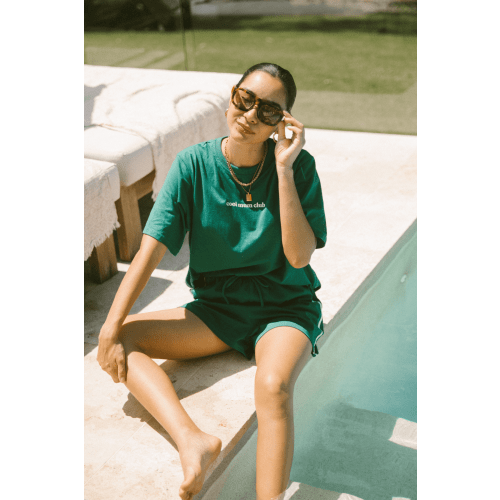Essentials Tee | Emerald & White