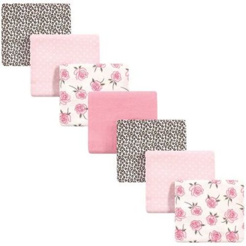 Little Treasure Baby Girls Cotton Poly Flannel Receiving Blankets, Rose Leopard 7-Pack, One Size